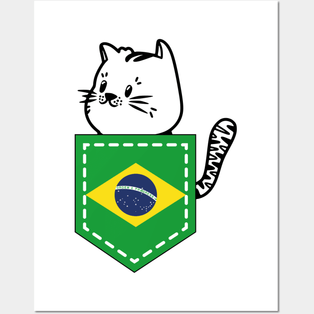 Patriotic Pocket Pussy - Cat Lover -  Brazilian Patriot Wall Art by PosterpartyCo